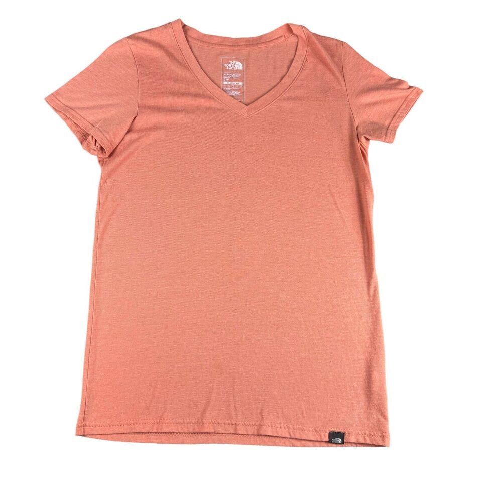 The North Face Shirt Women's Small Pink Classic Fit Short Sleeve V-Neck Outdoor